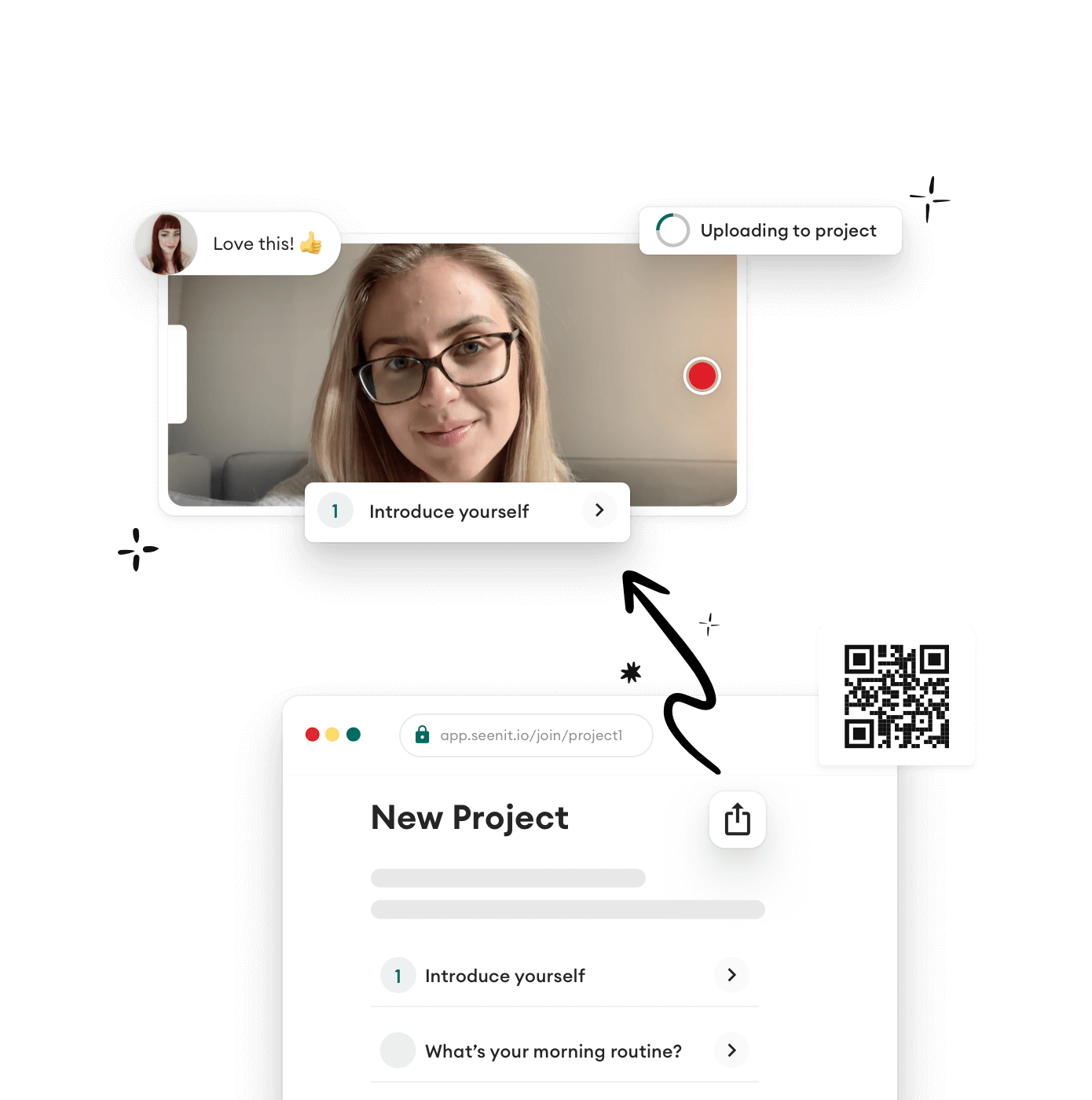 Graphic showing a project being created