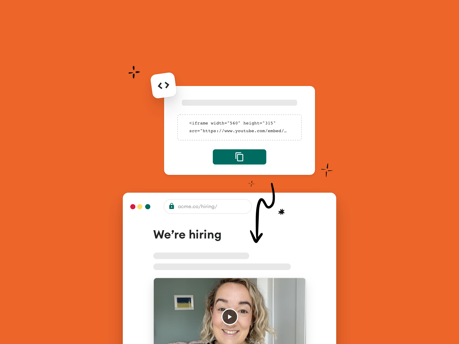 Hosting employer brand example showiing hiring video