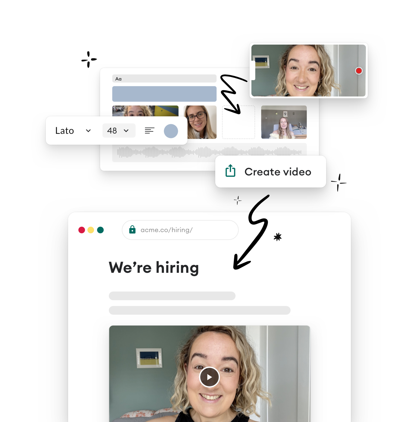 Graphic showing the creation of a hiring video