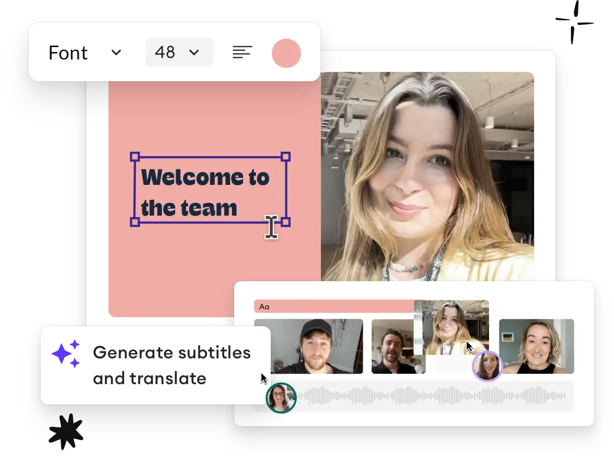 Graphic showing a women's footage being edited on the Seenit platform